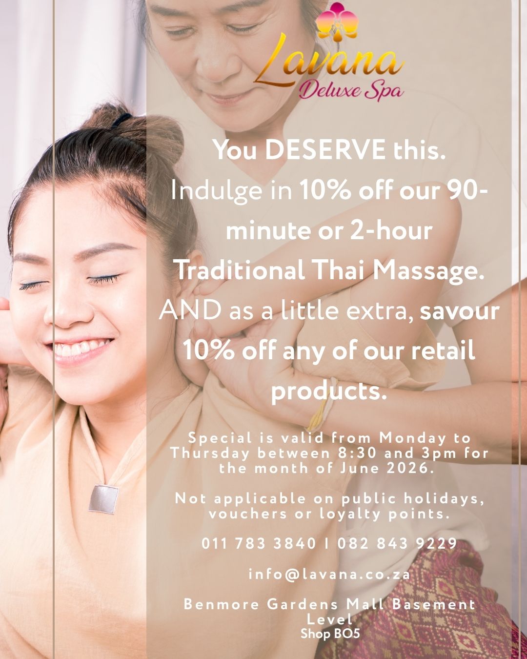 monthly special - Traditional Thai Massage at Lavana Deluxe Spa
